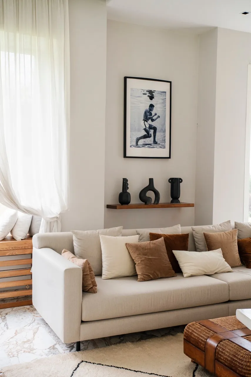 A bright, calm living room